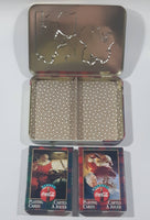 1997 Coca Cola Nostalgia Santa Claus Themed 2 Decks of Playing Cards in Tin Metal Container