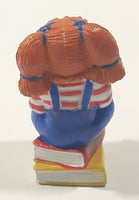 1984 OAA Panosh Place Cabbage Patch Kids Red Hair with Pigtails Sitting On Books Reading A Book 2 1/2" Tall PVC Toy Figure