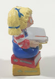 1984 OAA Panosh Place Cabbage Patch Kids Blonde Hair with Pigtails Sitting On Books Reading A Book 2 1/2" Tall PVC Toy Figure