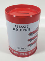 Porsche Classic 20 W 50 Motor Oil 4 1/2" Tall Red Tin Metal Can Coin Bank