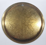 Vintage Star Pattern Etched Brass 13 1/2" Brass Plate Wall Hanging