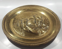 Vintage Peerage Flying Cloud 3D Hammered Brass 17" Metal Plate Wall Hanging Made in England