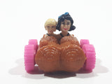 1993 McDonald's U.C.S. & Amblin The Flintstones Betty Rubble and Bamm Bamm in Log Car Plastic Toy Vehicle 1 3/4" Long