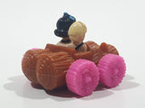 1993 McDonald's U.C.S. & Amblin The Flintstones Betty Rubble and Bamm Bamm in Log Car Plastic Toy Vehicle 1 3/4" Long