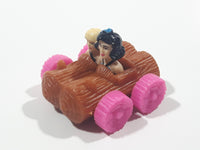 1993 McDonald's U.C.S. & Amblin The Flintstones Betty Rubble and Bamm Bamm in Log Car Plastic Toy Vehicle 1 3/4" Long