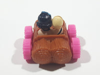 1993 McDonald's U.C.S. & Amblin The Flintstones Betty Rubble and Bamm Bamm in Log Car Plastic Toy Vehicle 1 3/4" Long