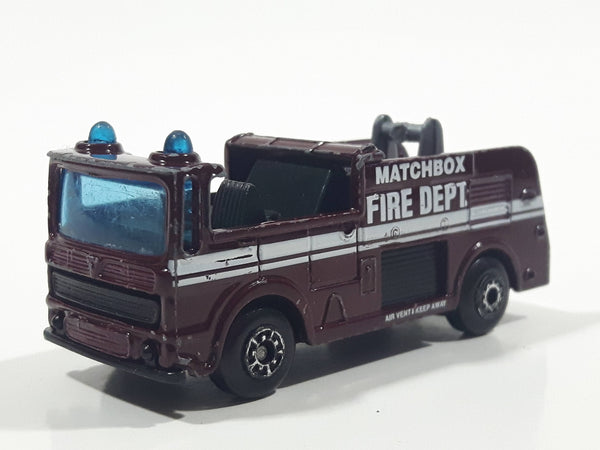 1997 Matchbox Snorkel Fire Truck Burgundy Die Cast Toy Car Vehicle Missing Boom