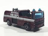 1997 Matchbox Snorkel Fire Truck Burgundy Die Cast Toy Car Vehicle Missing Boom