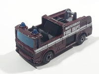 1997 Matchbox Snorkel Fire Truck Burgundy Die Cast Toy Car Vehicle Missing Boom