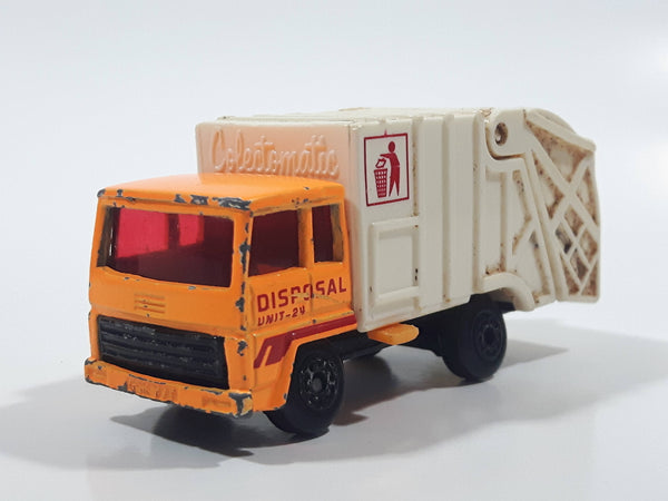 Vintage 1993 Lesney Matchbox Superfast No. 36 Colectomatic Refuse Truck Orange and White Garbage Pickup Die Cast Toy Car Vehicle