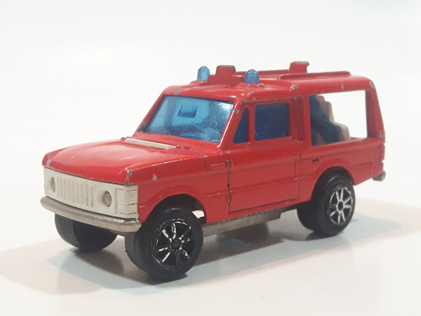 Vintage Majorette No. 246 Range Rover Fire Truck Red 1/60 Scale Die Cast Toy Car Vehicle Missing Roof Ladder