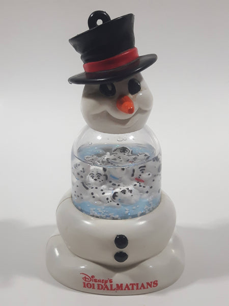 1996 McDonald's Disney 101 Dalmatians Snowman Shaped 4 1/4" Tall Plastic Snow Globe Toy