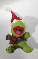 1987 McDonald's Muppets Kermit The Frog with Santa Hat 7" Tall Stuffed Character Plush Toy