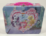 2013 Hasbro My Little Pony Cartoon Characters Pink and Blue Embossed Tin Metal Lunch Box