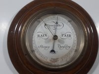 Antique Harrison & Co Montreal Round Heavy Wood Cased Barometer Weather Station Made in England