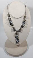 Metal Toned Plastic Bead Center Drop 22" Long Necklace