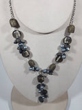 Metal Toned Plastic Bead Center Drop 22" Long Necklace