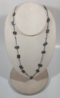 Metal Rectangular Discs 28" Long Necklace