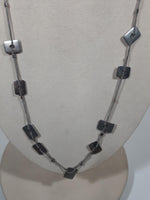 Metal Rectangular Discs 28" Long Necklace