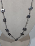 Metal Rectangular Discs 28" Long Necklace