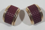 Vintage Curved Burgundy 7/8" Push Back Earrings