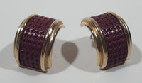 Vintage Curved Burgundy 7/8" Push Back Earrings