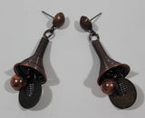 Very Unique Retro Copper Spring Door Stop Style 2" Push Back Earrings