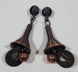 Very Unique Retro Copper Spring Door Stop Style 2" Push Back Earrings