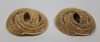 Vintage Gold Tone Rope Swirl 1 1/8" x 1 1/2" Clip On Earrings