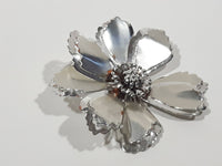 Flower Shaped Thin Layered Metal 2 3/4" Brooch Pin