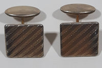 Vintage Dashed Diagonal Striped Pattern 1/2" x 1/2" Silver Tone Metal Cuff Links