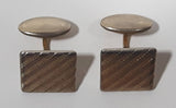 Vintage Dashed Diagonal Striped Pattern 1/2" x 1/2" Silver Tone Metal Cuff Links