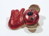 Vintage Koala Bear Red Enamel Painted Gold Tone Metal 1 1/4" Brooch Pin