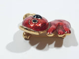 Vintage Koala Bear Red Enamel Painted Gold Tone Metal 1 1/4" Brooch Pin