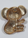 Vintage Koala Bear Red Enamel Painted Gold Tone Metal 1 1/4" Brooch Pin