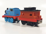 2011 Mattel Thomas & Friends Blue #1 Thomas Pulling Orange Passenger Car 5 1/2" Long Magnetic Die Cast Toy Vehicle W6268