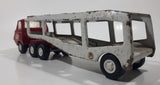 Vintage Tonka Auto Transport Car Carrier Truck Red and White Pressed Steel Die Cast Toy Car Vehicle