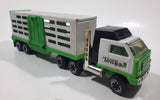 Vintage Tonka Semi Truck Livestock Horse Cattle Trailer Green and White Pressed Steel Die Cast Toy Car Vehicle