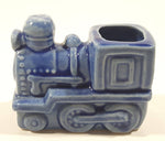 Vintage Train Engine Locomotive Blue Glazed Ceramic Pottery 2 1/2" Long Toothpick Holder