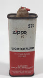 Vintage Zippo 57 Cent Lighter Fluid Red and White Tin Metal Container 4 1/2 Fluid Ounces 133 mL