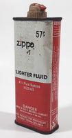 Vintage Zippo 57 Cent Lighter Fluid Red and White Tin Metal Container 4 1/2 Fluid Ounces 133 mL