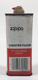 Vintage Zippo 57 Cent Lighter Fluid Red and White Tin Metal Container 4 1/2 Fluid Ounces 133 mL