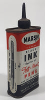 Vintage Marsh T-Grade Black Ink Best For All Felt-Point Pens and Felt Tip Markers 4 1/4" Tall Tin Metal Container 4 Fluid Ounces