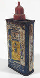 Rare Vintage Sunoco Lighter Fluid Smokeless Odourless Blue and Yellow 5" Tall Tin Metal Container 4 Fluid Ounces EMPTY