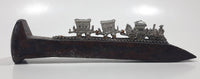 Vintage Railroad Spike with Metal Train Cars On Track 6 3/4" Long