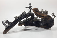 Vintage Drift Wood Coal Train Miner Western Bandit Folk Art Drift Wood Sculpture 9 1/2" Wide