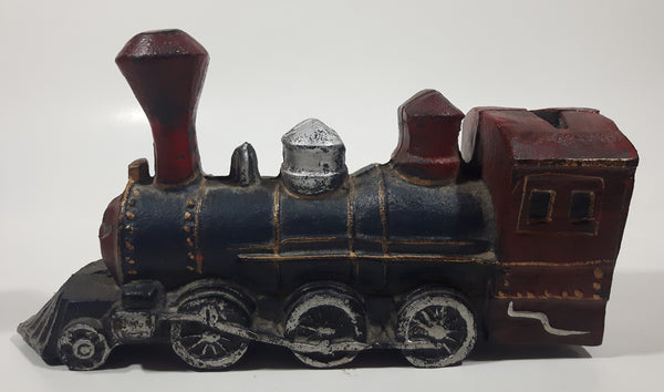 Vintage Train Engine Locomotive Cast Iron Coin Bank 8" Long