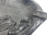 Vintage 1970s Coco Joe's Hawaii Beach Bum Man Lounging Against Palm Tree 3D Black Carved Lava Ash Tray 9" Long