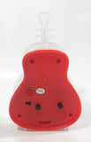 1982 - 2008 Mickey Mouse Cello Bass Violin Fiddle Shaped Clear and Red 6 1/2" Tall Plastic Clock