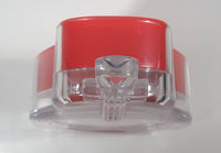 1982 - 2008 Mickey Mouse Cello Bass Violin Fiddle Shaped Clear and Red 6 1/2" Tall Plastic Clock